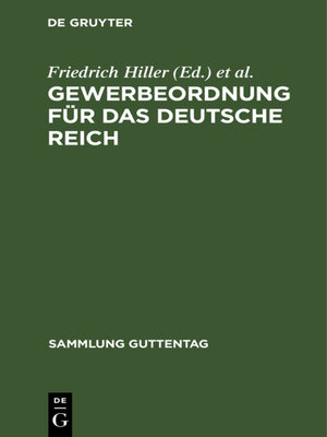 cover image of Gewerbeordnung für das Deutsche Reich